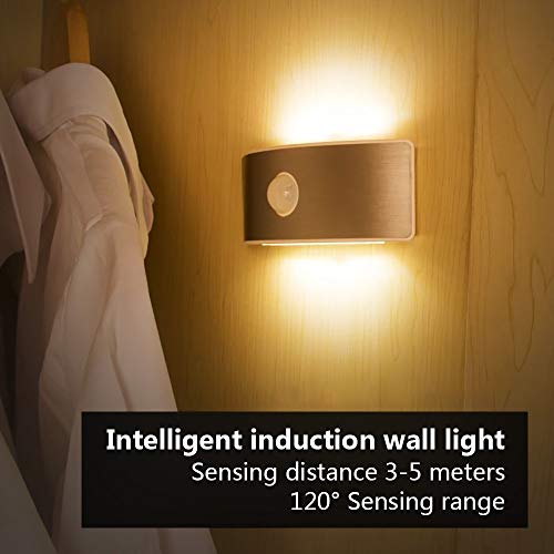 TRRYHZAG LED Cuerpo Humano Sensor de Infrarrojos Luz Nocturna Luces de Pared Recargables USB La batería AA se Puede Utilizar Interior Hogar Mesas de Noche Aplique (Color : White Light)