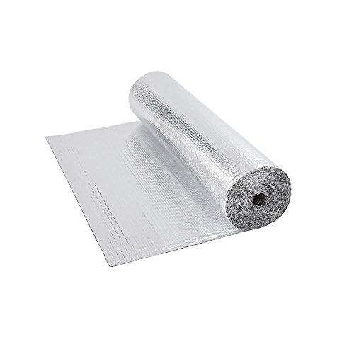 Trueshopping Biard Rollo Aislante Térmico de Aluminio de 1 Capa Doble Cara Burbujas – 1,2 m x 5 m (6 m2) Ideal para Buhardilla Desván Paredes Caravanas y Áticos – 200 g per m2
