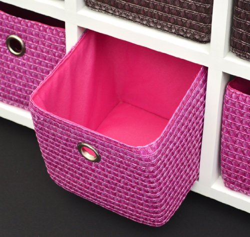 ts-ideen Cómodo Armario con Mesa de Noche 62 x 43 cm Estante de baño Blanco con 2 x 3 Coloridas cestas para habitación de niños, Oficina, baño, salón y habitación de bebé