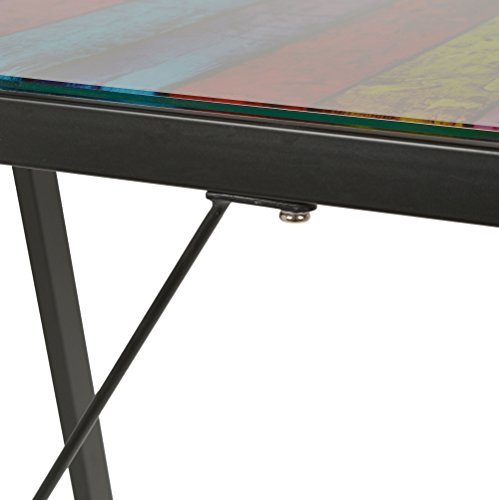 ts-ideen - Escritorio Mesa de café para Ordenador Metal y Cristal, Negro con Imagen de Stripes 80 x 50 cm