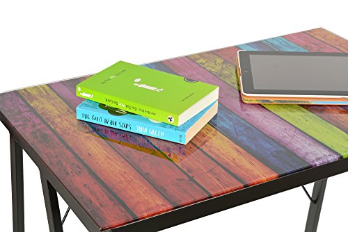 ts-ideen - Escritorio Mesa de café para Ordenador Metal y Cristal, Negro con Imagen de Stripes 80 x 50 cm