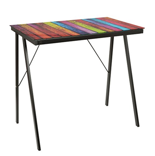 ts-ideen - Escritorio Mesa de café para Ordenador Metal y Cristal, Negro con Imagen de Stripes 80 x 50 cm