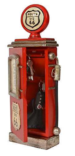 ts-ideen Unidad de Almacenamiento Armario Estante para Llaves Diseño Surtidor de Gasolina Rojo 48 x 17 cm