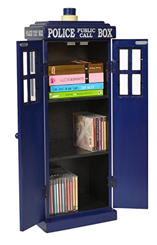 ts-ideen Unidad de Almacenamiento Armario para CD DVD Diseño Cabina de Telefono Policia Azul 78 x 28 cm
