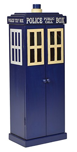 ts-ideen Unidad de Almacenamiento Armario para CD DVD Diseño Cabina de Telefono Policia Azul 78 x 28 cm