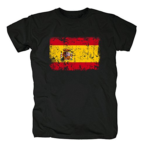 TShirt-People España Vintage Bandera Camiseta para Hombre M Negro