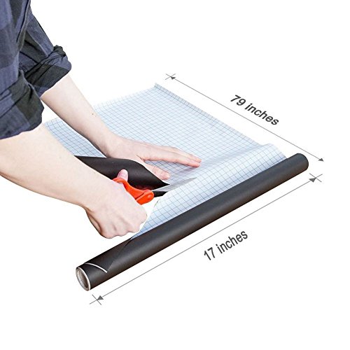 TTMOW Vinilo Lámina de Pizarra Negra Flexible Adhesivo Removible para Escribir y Borrar (Incluye 5 tizas), 43 x 200 cm, Color Negro