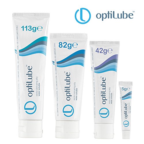 Tubos OptiLube: Gelatina Lubricante Estéril en Tubos de 5g, 42g, 82g y 113g, Solubles en Agua con Tapa Fácil de Usar (Tubo 82g - Caja de 1)