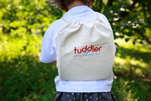 Tuddler Paquete Educativo Pegs Incluye un Set de Clavijas Apilables de Colores Brillantes / Juguete Montessori para Niños + Tarjeta de Patrón + Mochila con Cordón para almacenar y ordenar + ebook