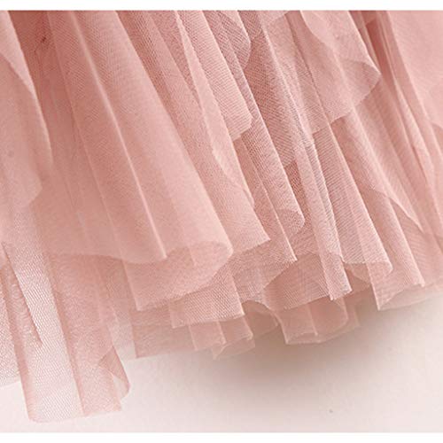 TUDUZ Faldas Mujer Largas Verano Casual para Cómoda De Tul De Cintura Alta Falda Plisada del Tutú De Midi (Rosado, Free Size)