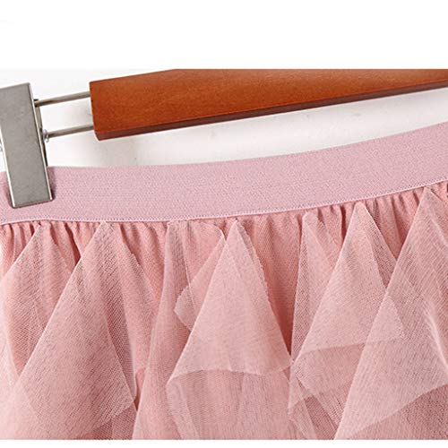 TUDUZ Faldas Mujer Largas Verano Casual para Cómoda De Tul De Cintura Alta Falda Plisada del Tutú De Midi (Rosado, Free Size)