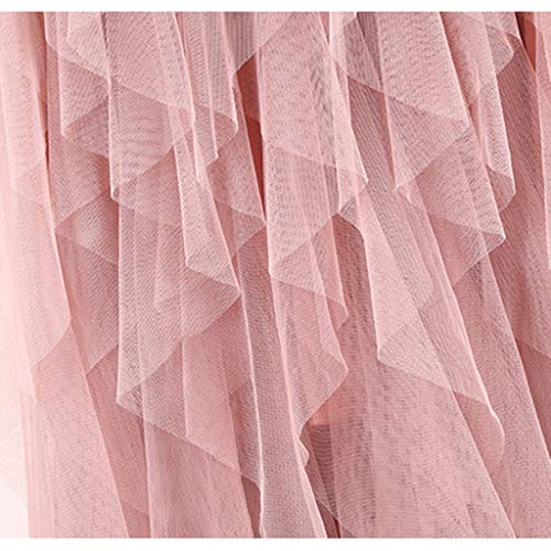 TUDUZ Faldas Mujer Largas Verano Casual para Cómoda De Tul De Cintura Alta Falda Plisada del Tutú De Midi (Rosado, Free Size)