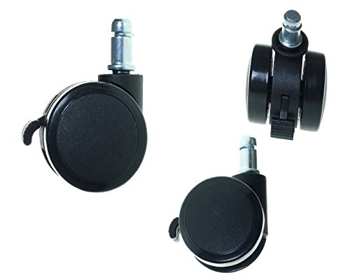 TUKA 5X Juego Universal de Ruedas para Suelos Duros, con Freno de Seguridad Externa. 5 Piezas, Ruedas para sillas de Oficina, Giratoria Piezas de Recambio. 11mm, Negro TKD3202 Black