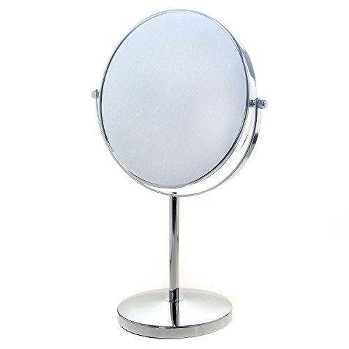 TUKA Cosmética Espejo 10X Aumento, ø 20cm Espejos para baño, Espejo de Mesa para Afeitar y Maquillar, 8" Espejo 360 ° de rotación, con Cara Doble: Estándar 1:1 + 1:10 Ampliación. TKD3108-10x