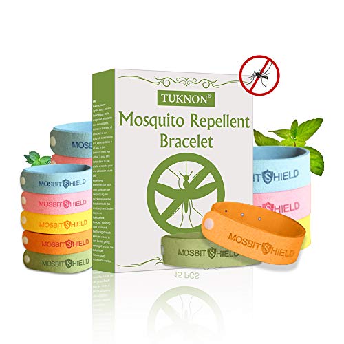 TUKNON Repelentes de Mosquitos, Pulseras Antimosquitos, Pulseras Repelentes de Mosquitos, 15 Piezas Bandas repelentes de Insectos y Fallos, 100% Naturales, Ajustables para Bebés y Adultos