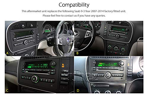 túnez 7 "en el tablero Doble reproductor de DVD del coche Din Coche USB MP3 MP4 para Saab 9-3 93 2007 - 2014 Radio estéreo Fascia Kit Facia ISO" Full High Definition (FHD) "