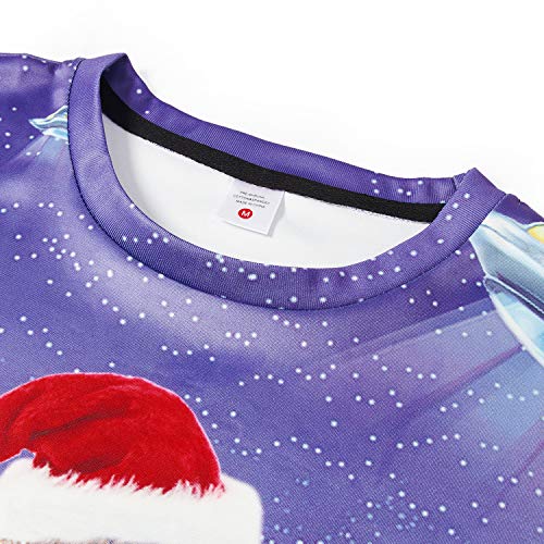TUONROAD Sudaderas sin Capucha Christmas Unisex Dinosaurio 3D Impreso Ugly Navidad Suéter Jumper Crew Neck Manga Larga Jersey Sweatshirt para Hombres Mujeres - S