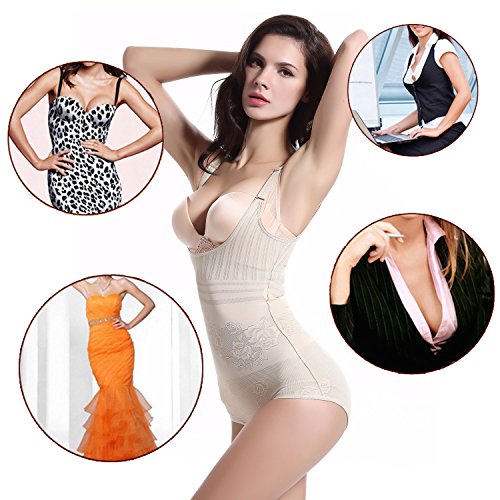 Tuopuda Body Faja Reductora Mujer Abdomen con Gancho,cómodo y Ligero Corsé Faja para presumir de Buena Figura sin Costuras (XL (Waist 23.8-28.9 Inch), 1 Beige + 1 Negro)