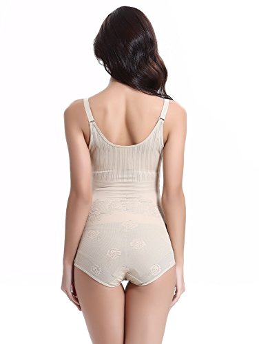 Tuopuda Body Faja Reductora Mujer Abdomen con Gancho,cómodo y Ligero Corsé Faja para presumir de Buena Figura sin Costuras (XXXL(Waist 27.3-31.2 Inch), 1 Beige + 1 Negro)