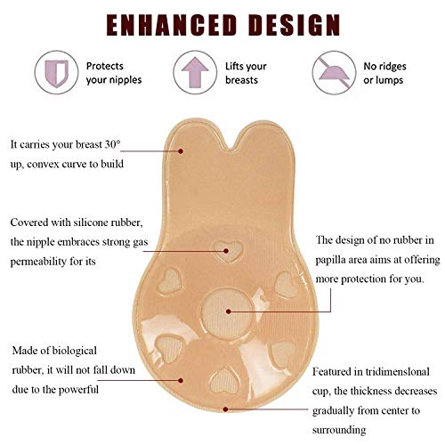 Tuopuda Mujer Levantamiento de Senos Tapa Sujetador Pastillas de Silicona Invisibles Cubiertas de pezones Sujetador Adhesivo Reutilizable