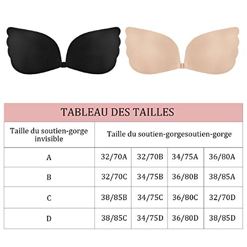 Tuopuda® Sujetador Invisible Adhesivo Silicona Push up Bra Sujetador Sin Espalda (Cup D, Beige)