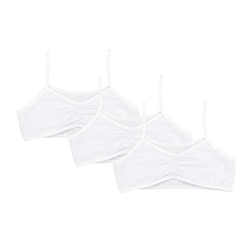 TupTam Sujetador para Niña Top Tirantes Estrechos Pack de 3, Blanco, 128-134