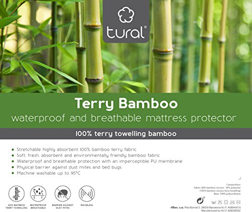 Tural – Protector de colchón Impermeable y Transpirable. Rizo 100% Bambú. Talla de cuna 60x120cm