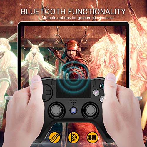 TUTUO Mando PS4 para Playstation 4, Inalámbrico Gamepad Wireless Bluetooth Controlador Controller Joystick con Doble Vibracion/Puerto de Audio Compatible con PS4/ PC (Windows XP/7/8/8.1/10)