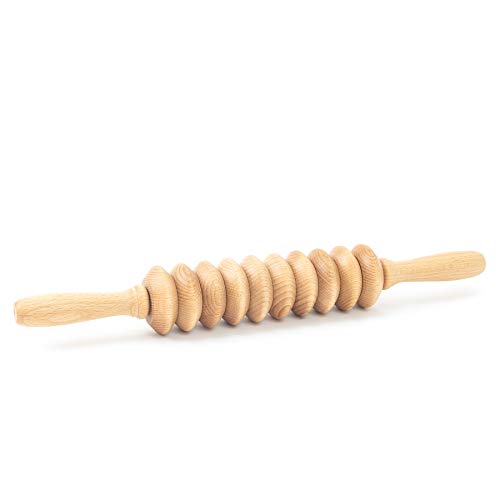 Tuuli Accessories Anti Celulitis Masajeador de Disco Rodillo Aparato Anticelulítico para Masaje del Cuerpo Maderoterapia Madera 40 cm