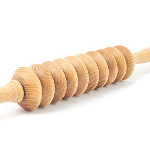 Tuuli Accessories Anti Celulitis Masajeador de Disco Rodillo Aparato Anticelulítico para Masaje del Cuerpo Maderoterapia Madera 40 cm