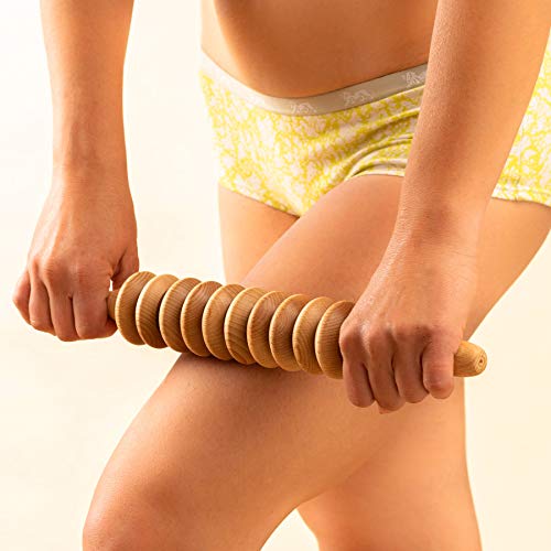 Tuuli Accessories Anti Celulitis Masajeador de Disco Rodillo Aparato Anticelulítico para Masaje del Cuerpo Maderoterapia Madera 40 cm