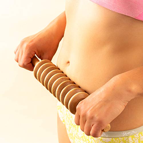 Tuuli Accessories Anti Celulitis Masajeador de Disco Rodillo Aparato Anticelulítico para Masaje del Cuerpo Maderoterapia Madera 40 cm