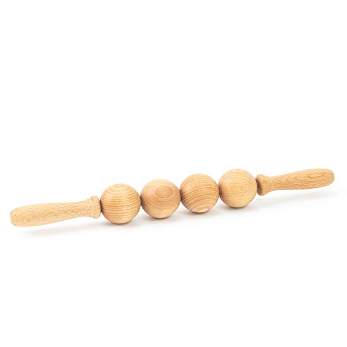 Tuuli Accessories Anti Celulitis Masajeador Rodillo Aparato de Bolas Anticelulítico para Masaje del Cuerpo Maderoterapia Madera 40 cm