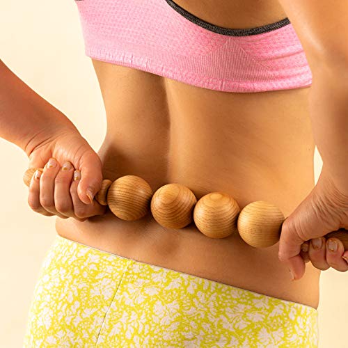 Tuuli Accessories Anti Celulitis Masajeador Rodillo Aparato de Bolas Anticelulítico para Masaje del Cuerpo Maderoterapia Madera 40 cm