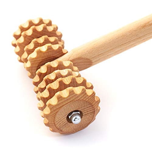 Tuuli Accessories Anti Celulitis Masajeador Rodillo en Forma T Aparato Anticelulítico para Masaje del Cuerpo Maderoterapia Madera 37 x 13 cm