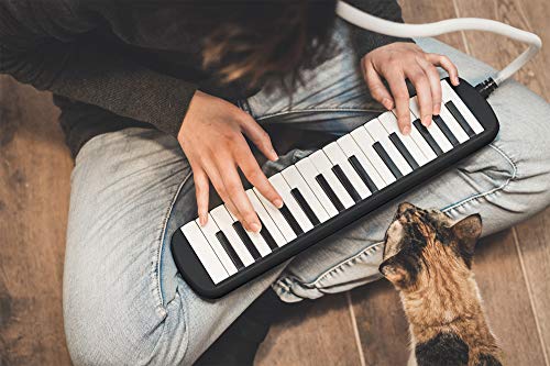 Tuyama® TMD-132 Melodica Negro Con boquilla y manguera de soplado, Incluye una bolsa para transporte (32 teclas)