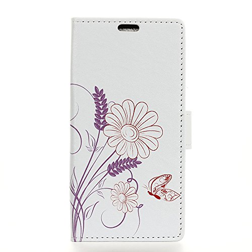 TVVT Funda LG K11 2018 Cuero PU Libro con Interna TPU Silicona Case Cubierta Suave Impresión Animal Cierre Magnético Función de Soporte Incorporado Carcasa - Flor de Mariposa