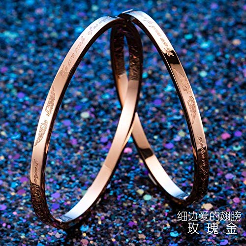 TWCAM Acero Cuero Pulsera Hombre- Pulsera De Letras Pulsera De Collar De Amor, Forever Rose Gold L