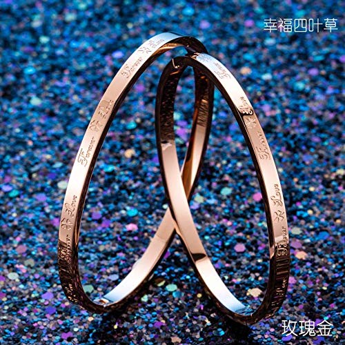 TWCAM Acero Cuero Pulsera Hombre- Pulsera De Letras Pulsera De Collar De Amor, Forever Rose Gold L