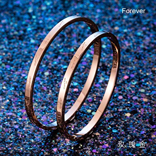 TWCAM Acero Cuero Pulsera Hombre- Pulsera De Letras Pulsera De Collar De Amor, Forever Rose Gold L