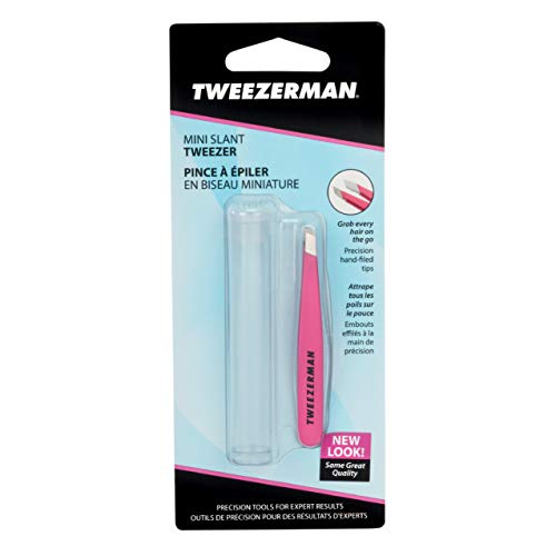 Twezerman 1248-FPR - Pinza mini slant acero inoxidable, ideal para bolso o viaje, color rosa/fucsia