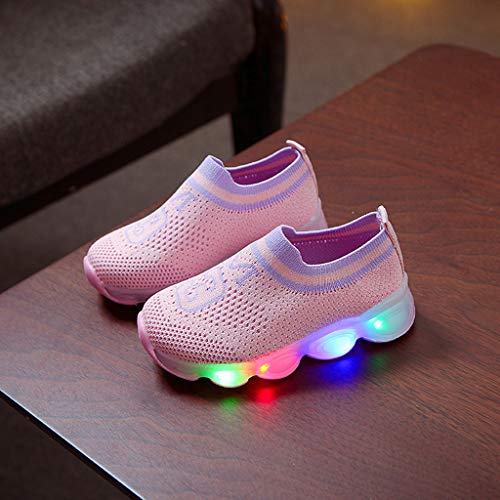 TWIFER Unisex Niños Zapatillas LED con 7 Colores Respirable Zapatillas Luces Luminosos Malla Casual Súper Ligeros Transpirable Transpirable Velcro Flashing Zapatillas