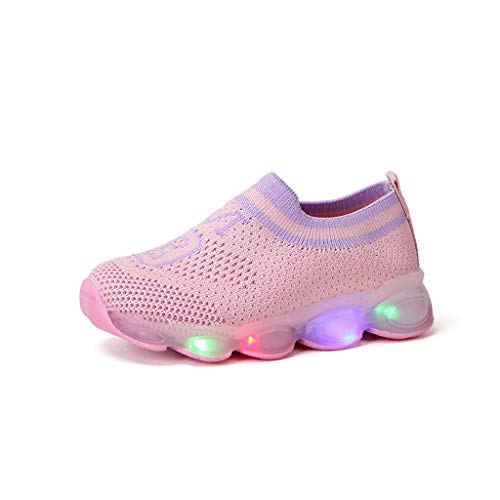 TWIFER Unisex Niños Zapatillas LED con 7 Colores Respirable Zapatillas Luces Luminosos Malla Casual Súper Ligeros Transpirable Transpirable Velcro Flashing Zapatillas
