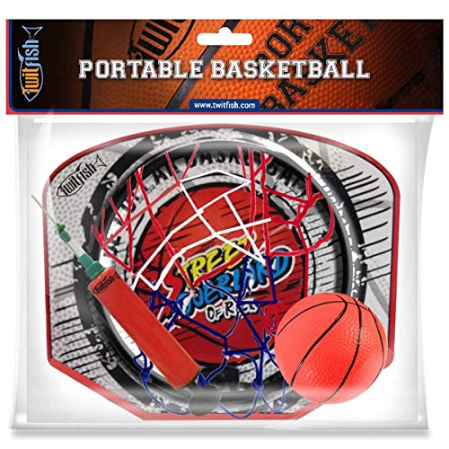 Twitfish® - Mini Canasta Interior de Baloncesto - Novedad Divertido Juego de Juguetes para el hogar de Escritorio de Office, Mini Board, Ball & Pump Set para Todos los Fanáticos del Baloncesto