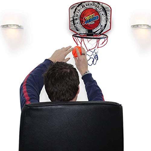 Twitfish® - Mini Canasta Interior de Baloncesto - Novedad Divertido Juego de Juguetes para el hogar de Escritorio de Office, Mini Board, Ball & Pump Set para Todos los Fanáticos del Baloncesto