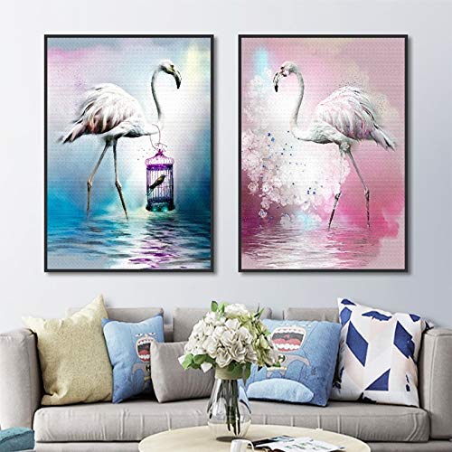 TYLPK Acuarela Flamingo Lienzo Cuadro Pintura Decorativa impresión sin Marco B1 20x25cm Sin Marco