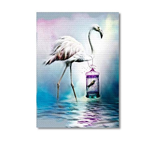 TYLPK Acuarela Flamingo Lienzo Cuadro Pintura Decorativa impresión sin Marco B1 20x25cm Sin Marco