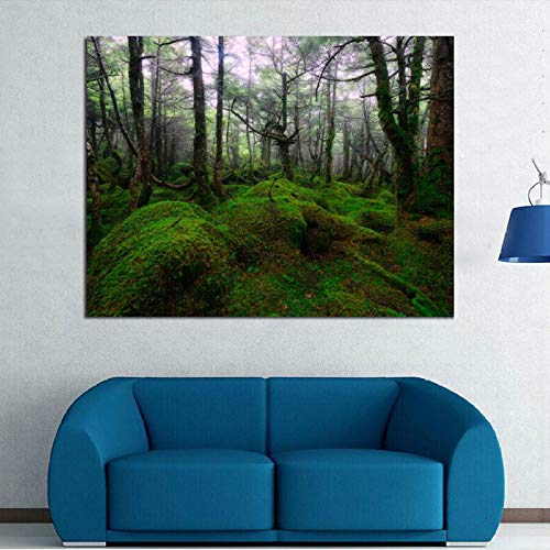 TYLPK HD 3D Impreso Verde Bosque Sombra Primavera Paisaje Pintura Mural sobre Lienzo Hogar Decoración de la Sala A1 30x40cm