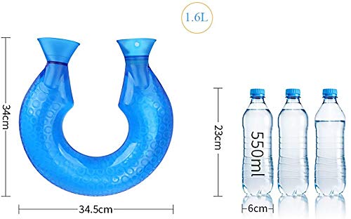 U formar botella agua caliente Bonita de pvc con Funda de forro polar, larga bolsa de agua caliente con funda peluche para cuello lumbar cervicales espalda Aliviar dolor adulto mujer hombre - Gris