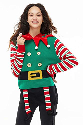 U LOOK UGLY TODAY Long Sleeve Jumper Suéter pulóver, All About Elf, L para Hombre